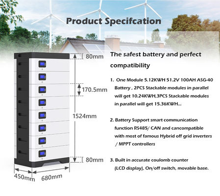 Fast Charged Lifepo4 Energy Storage Powerwall Solar Battery 51.2v 800ah 40kwh