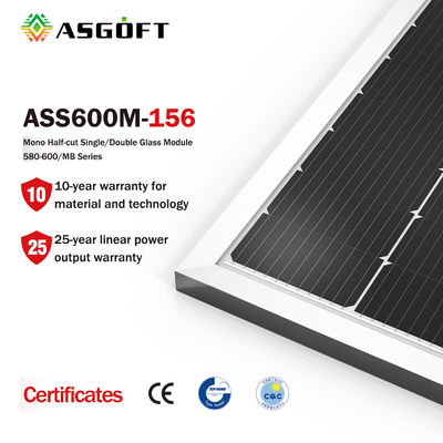 ASGOFT Glass Solar Mono Monocrystalline Pv Cell Film Panels 600w