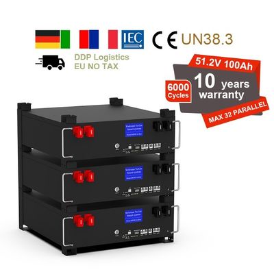LiFePO4 Stacked Lithium Energy Storage Batteries 51.2v 100Ah Customized