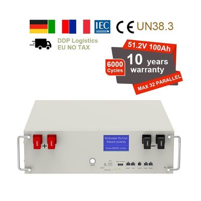 51.2V 100Ah 5kWh Lifepo4 Battery Pack With BMS Serve Rack For Home Energy Storage